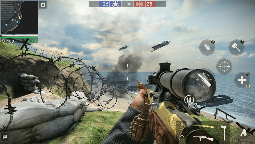 Скачать World War Heroes — WW2 PvP FPS на Андроид с модом — Безлимитные деньги и всё оружие — скриншот 3
