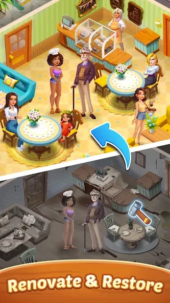Seaside Escape®: Merge & Story — Безлимитные монеты и энергия, скачать мод APK — скриншот 4