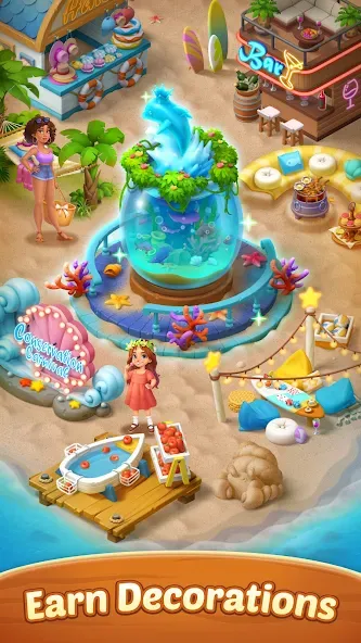 Seaside Escape®: Merge & Story — Безлимитные монеты и энергия, скачать мод APK — скриншот 5