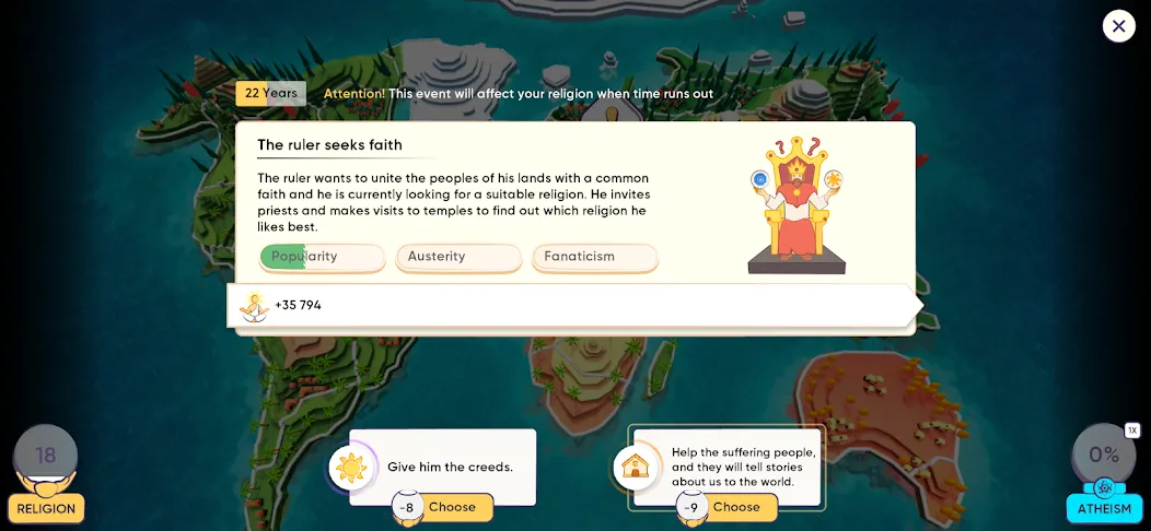 Religion Inc. God Simulator MOD APK: Безлимитная вера и все религии открыты — скриншот 2