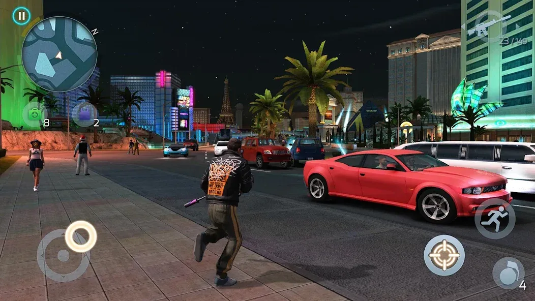 Скачать Gangstar Vegas: World of Crime бесплатно — Безлимитные деньги и патроны — скриншот 1