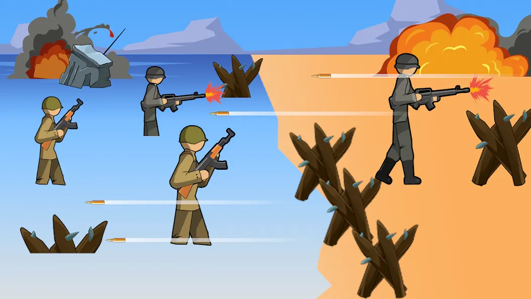 Stickman WW2 взлом на Андроид — Безлимитные деньги и оружие — скриншот 1 Stickman WW2 взлом на Андроид — Безлимитные деньги и оружие — скриншот 1