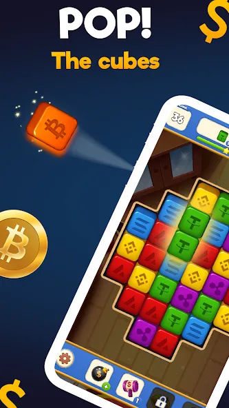 Скачать Crypto Blocks Puzzle Challenge на Андроид с модом — Безлимитные монеты и подсказки — скриншот 1