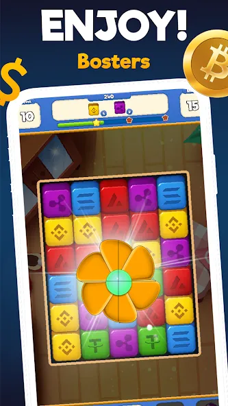 Скачать Crypto Blocks Puzzle Challenge на Андроид с модом — Безлимитные монеты и подсказки — скриншот 5
