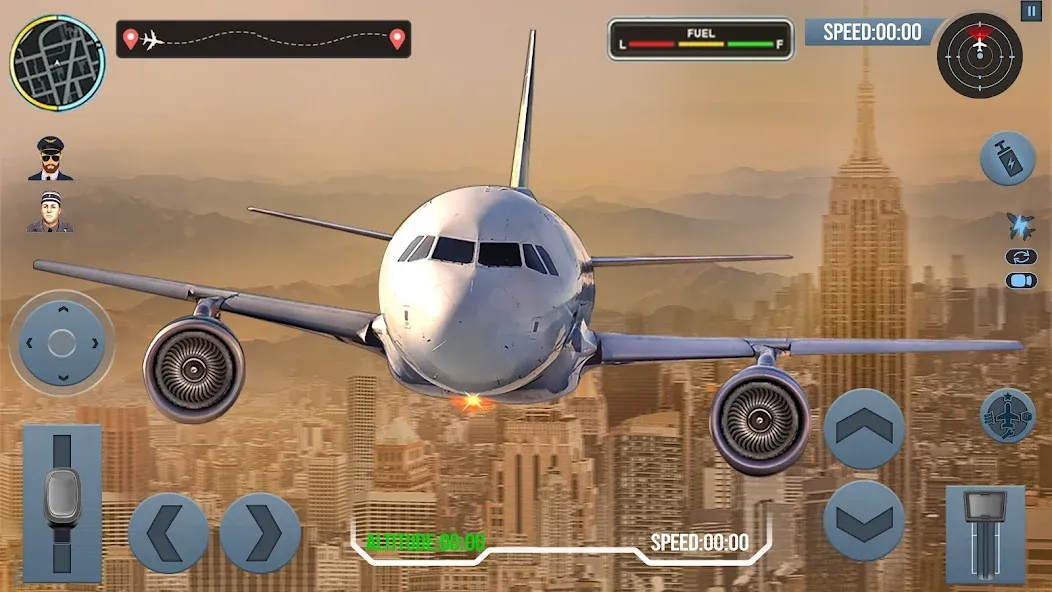 Airplane Simulator Plane Games мод на Андроид: Безлимитные деньги и топливо — скриншот 1