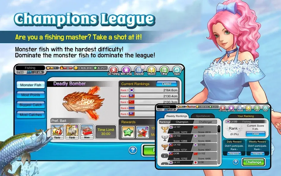 Fishing Superstars MOD APK скачать на Андроид — Много денег и редких рыб — скриншот 4