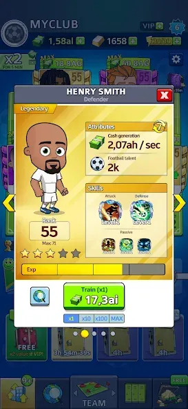 Idle Soccer Story - Tycoon RPG бесплатно на Андроид — мод: Безлимитные деньги и энергия — скриншот 4