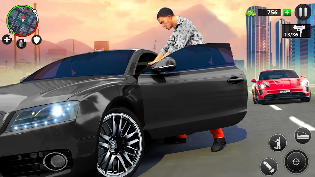 Real Grand Gangster Crime City взломанный APK — Безлимитные деньги и оружие — скриншот 3
