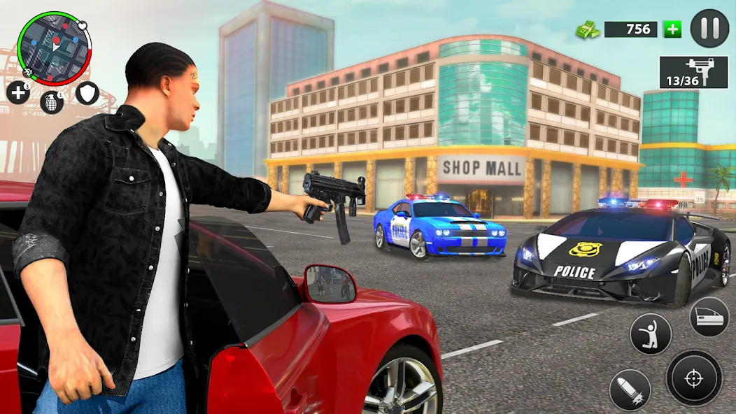 Real Grand Gangster Crime City взломанный APK — Безлимитные деньги и оружие — скриншот 5