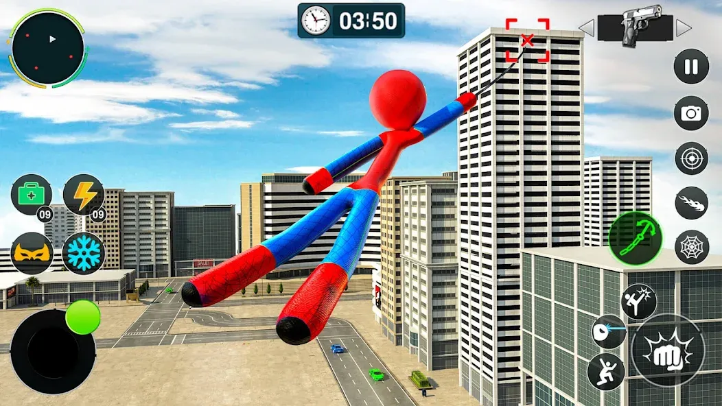 Flying Stickman Rope Hero Game взлом APK — Безлимитные деньги и полёт — скриншот 1