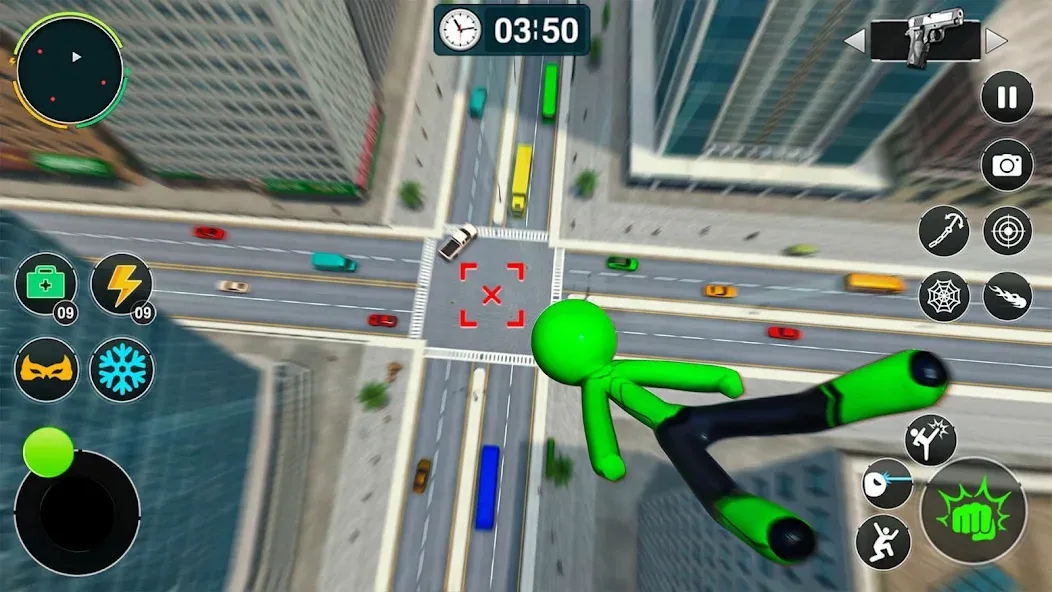 Flying Stickman Rope Hero Game взлом APK — Безлимитные деньги и полёт — скриншот 2