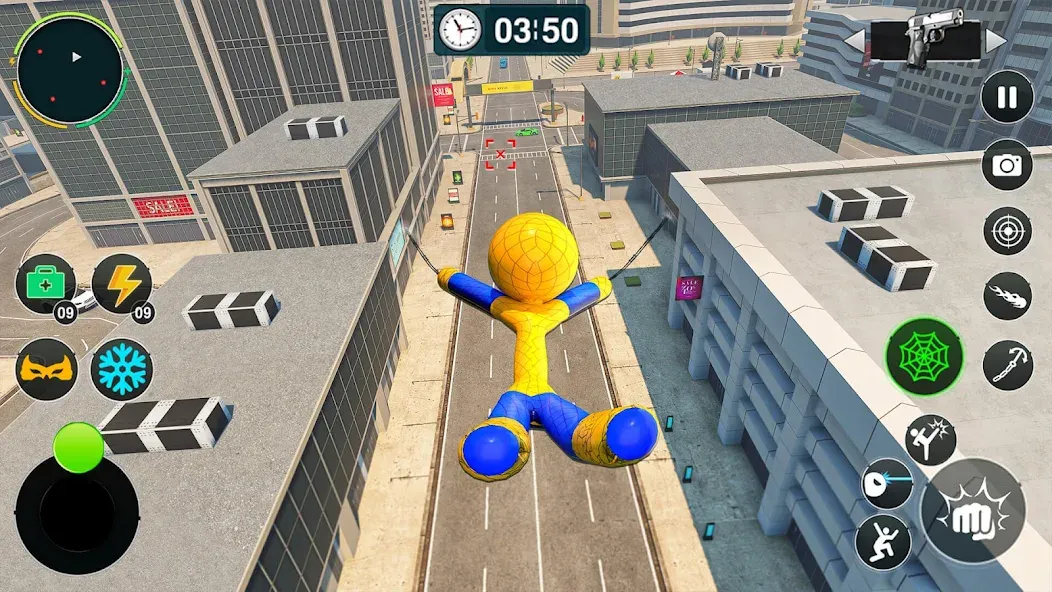 Flying Stickman Rope Hero Game взлом APK — Безлимитные деньги и полёт — скриншот 4