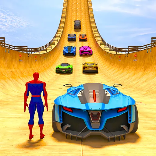 Superhero Car: Mega Ramp Games на телефон — скачать мод: Безлимитные деньги и все машины открыты — скриншот 2 Superhero Car: Mega Ramp Games на телефон — скачать мод: Безлимитные деньги и все машины открыты — скриншот 2
