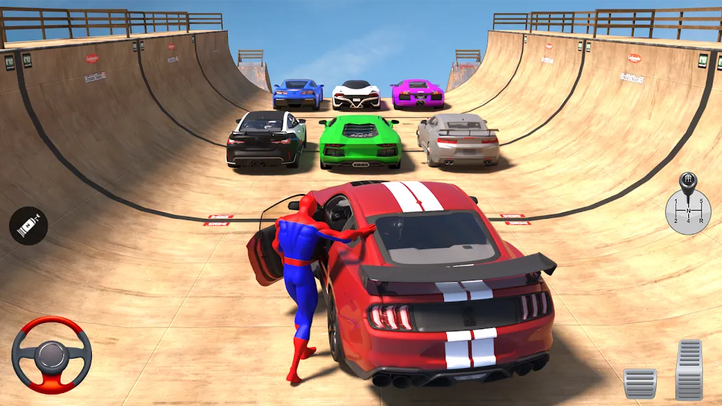 Superhero Car: Mega Ramp Games на телефон — скачать мод: Безлимитные деньги и все машины открыты — скриншот 3 Superhero Car: Mega Ramp Games на телефон — скачать мод: Безлимитные деньги и все машины открыты — скриншот 3