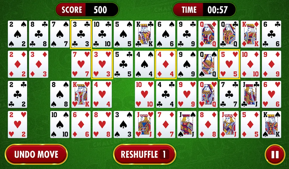 Gaps Solitaire Challenge MOD APK скачать на Андроид — Безлимитные подсказки и отмены ходов — скриншот 1