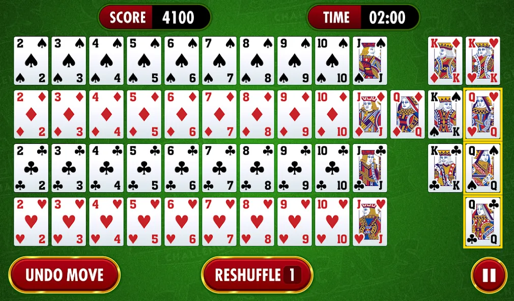 Gaps Solitaire Challenge MOD APK скачать на Андроид — Безлимитные подсказки и отмены ходов — скриншот 2