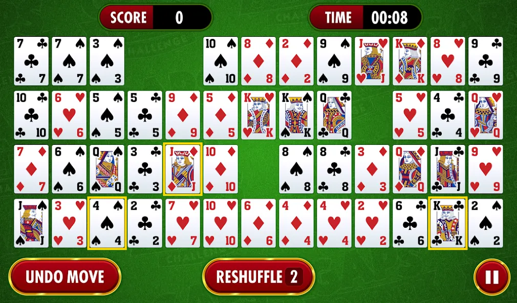 Gaps Solitaire Challenge MOD APK скачать на Андроид — Безлимитные подсказки и отмены ходов — скриншот 4
