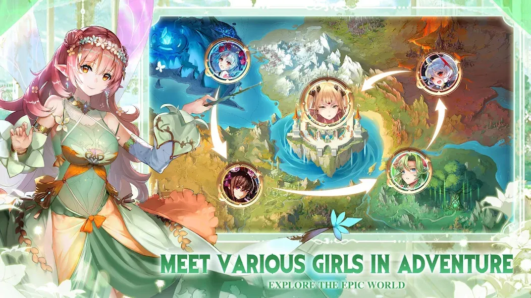 Скачать Girls' Connect: Idle RPG на Андроид с модом — Безлимитные ресурсы и алмазы — скриншот 5