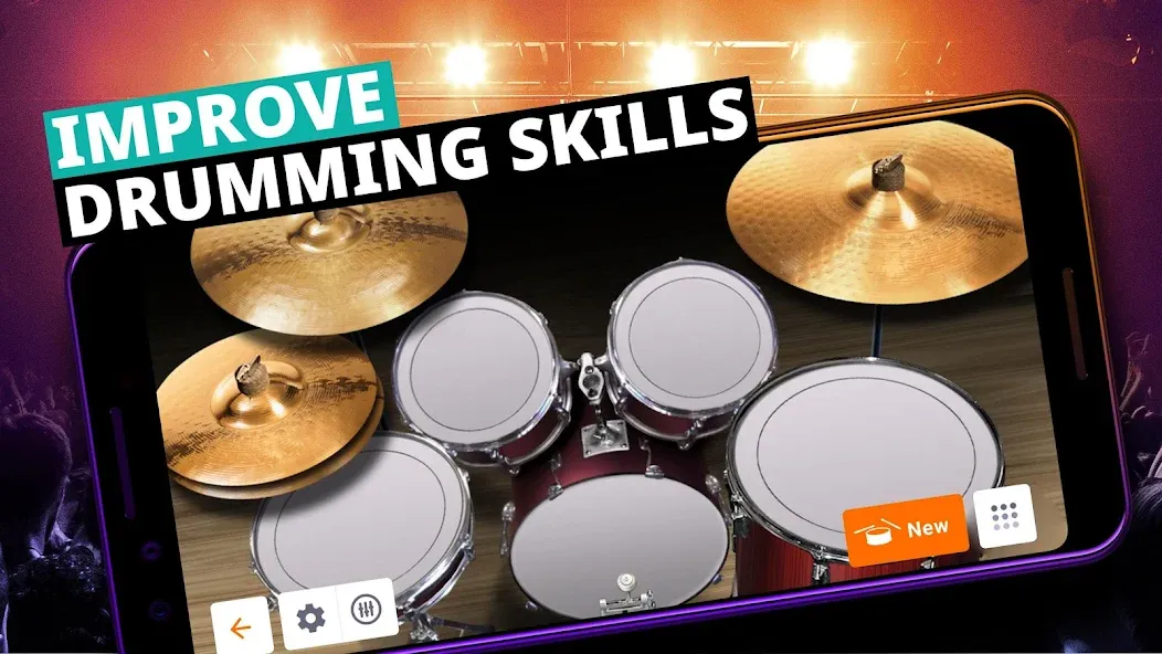 Мод Drum Kit Music Games Simulator — Реалистичная игра на барабанах, скачать APK — скриншот 3 Мод Drum Kit Music Games Simulator — Реалистичная игра на барабанах, скачать APK — скриншот 3