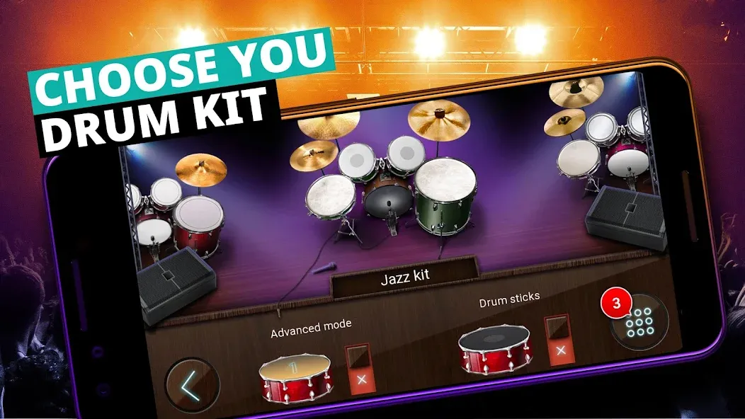 Мод Drum Kit Music Games Simulator — Реалистичная игра на барабанах, скачать APK — скриншот 4 Мод Drum Kit Music Games Simulator — Реалистичная игра на барабанах, скачать APK — скриншот 4