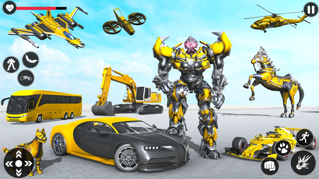 Скачать Flying Robot Transforming Game Mod APK — Безлимитные деньги и все роботы — скриншот 1