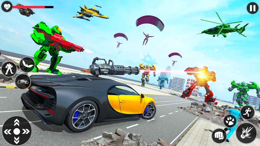 Скачать Flying Robot Transforming Game Mod APK — Безлимитные деньги и все роботы — скриншот 2