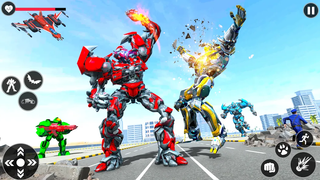 Скачать Flying Robot Transforming Game Mod APK — Безлимитные деньги и все роботы — скриншот 3