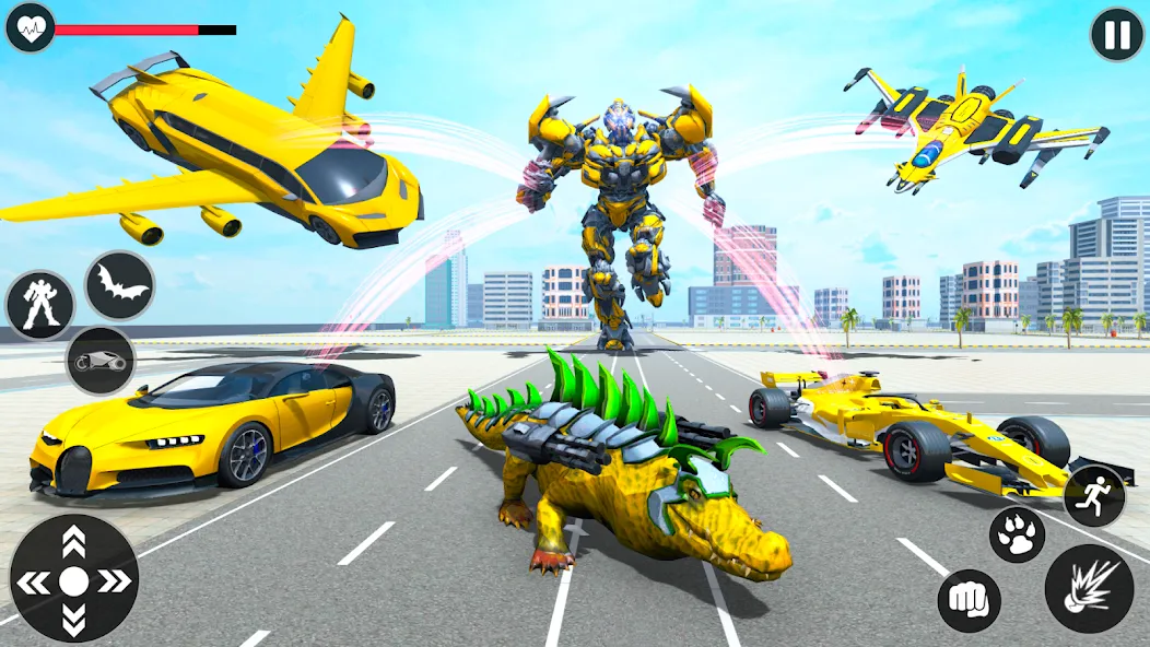 Скачать Flying Robot Transforming Game Mod APK — Безлимитные деньги и все роботы — скриншот 4