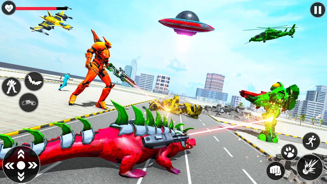 Скачать Flying Robot Transforming Game Mod APK — Безлимитные деньги и все роботы — скриншот 5