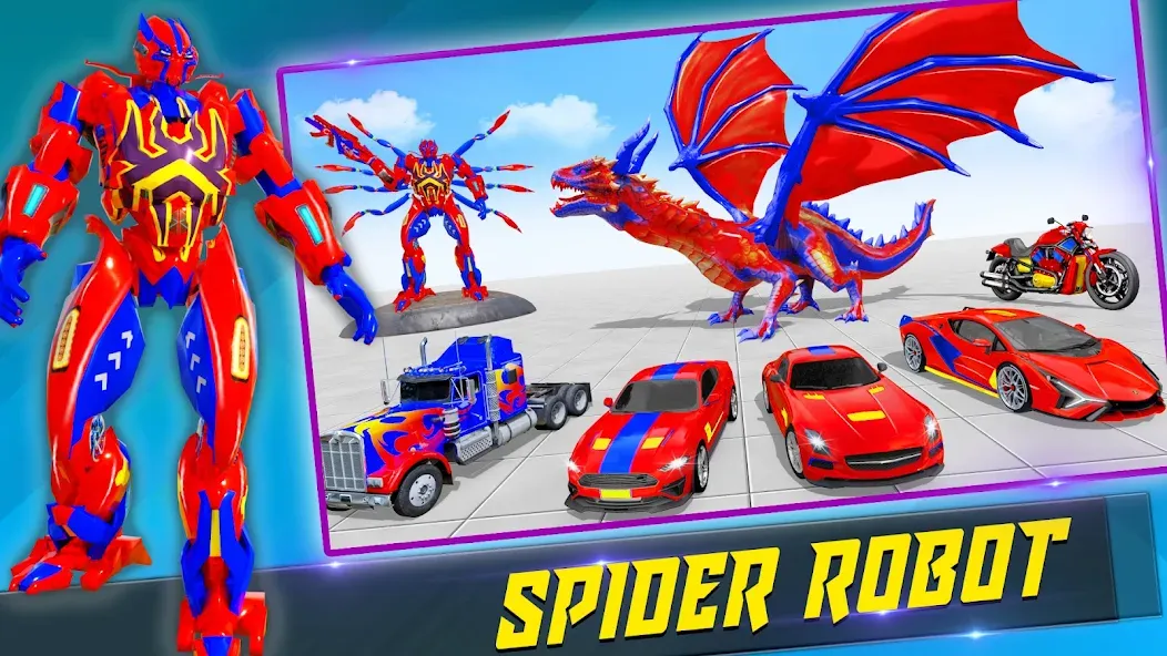 Spider Robot: Robot Car Games MOD APK: Безлимитные деньги и мощный робот — скриншот 2 Spider Robot: Robot Car Games MOD APK: Безлимитные деньги и мощный робот — скриншот 2
