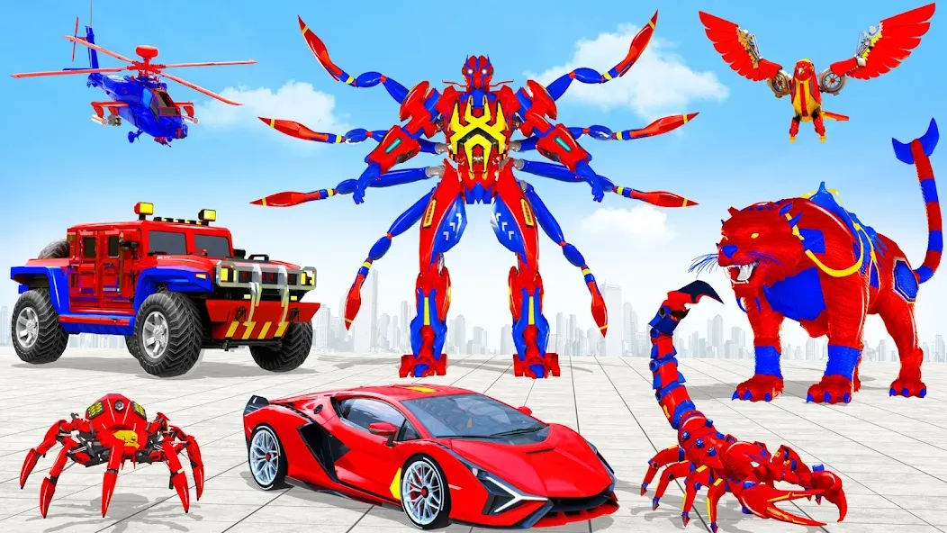 Spider Robot: Robot Car Games MOD APK: Безлимитные деньги и мощный робот — скриншот 5 Spider Robot: Robot Car Games MOD APK: Безлимитные деньги и мощный робот — скриншот 5