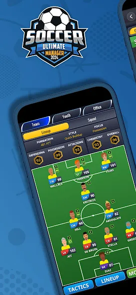 Скачать мод Ultimate Soccer Manager 2024 — Безлимитные деньги и премиум открыт — скриншот 1