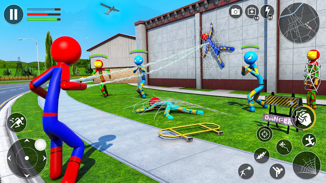 Spider Game-Stickman Rope Hero (Мод: Безлимитные монеты и полёт) — скачать на Андроид — скриншот 3 Spider Game-Stickman Rope Hero (Мод: Безлимитные монеты и полёт) — скачать на Андроид — скриншот 3