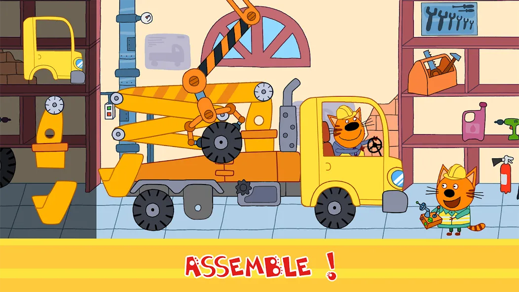 Kid-E-Cats Cars, Build a house — Безлимитные деньги и все машины, скачать мод APK — скриншот 1