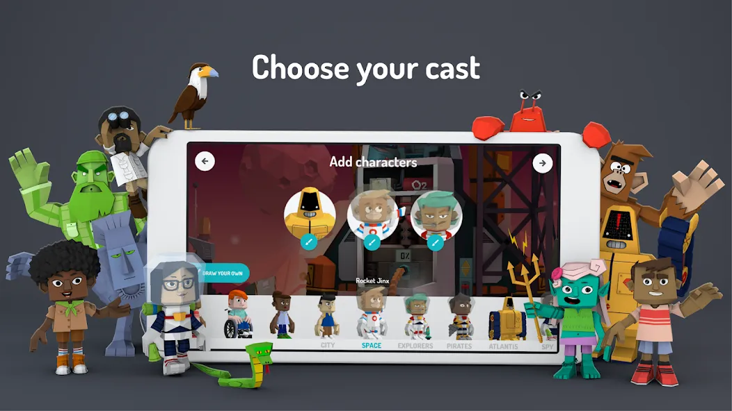 Toontastic 3D взломанный APK — Все персонажи и сцены открыты — скриншот 2