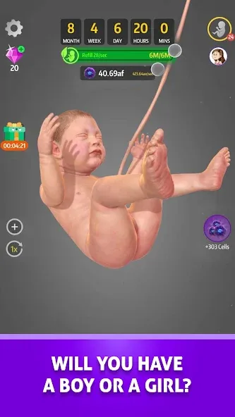 Idle 9 Months на телефон — скачать мод: Безлимитные деньги и ускоренная беременность — скриншот 5