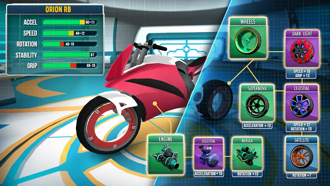 Скачать Gravity Rider: Space Bike Race бесплатно — Безлимитные деньги и топливо — скриншот 3