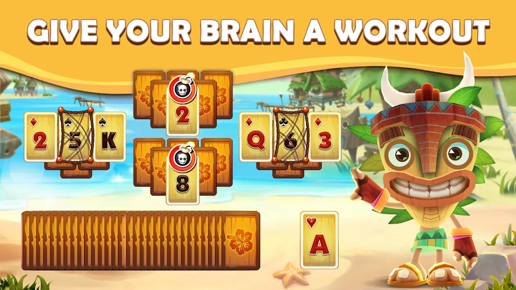 Tiki Solitaire TriPeaks (Мод: Безлимитные монеты и жизни) — скачать на Андроид — скриншот 4 Tiki Solitaire TriPeaks (Мод: Безлимитные монеты и жизни) — скачать на Андроид — скриншот 4