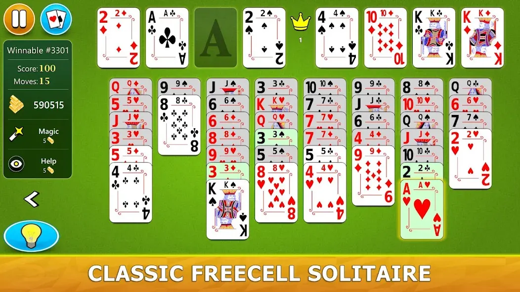 Скачать FreeCell Solitaire - Card Game мод — Безлимитные подсказки и отмена ходов — скриншот 1