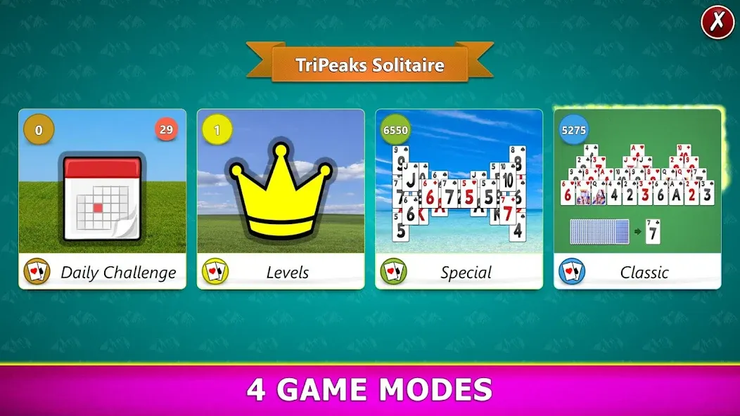 Скачать TriPeaks Solitaire Mobile Mod APK — Безлимитные подсказки и отмены хода — скриншот 2 Скачать TriPeaks Solitaire Mobile Mod APK — Безлимитные подсказки и отмены хода — скриншот 2