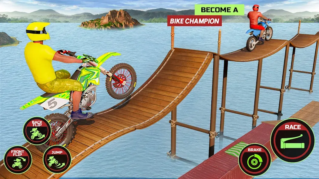 Motor Bike Stunt Racing Games — последняя версия с модом (Безлимитные деньги и все байки) — скриншот 1