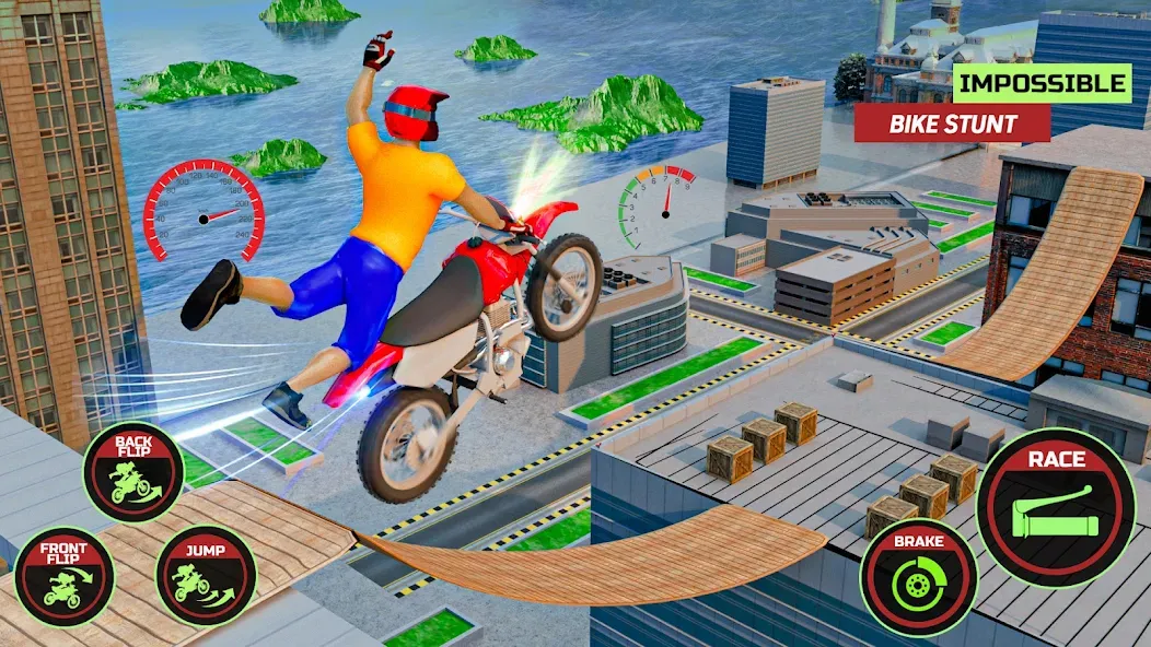 Motor Bike Stunt Racing Games — последняя версия с модом (Безлимитные деньги и все байки) — скриншот 3