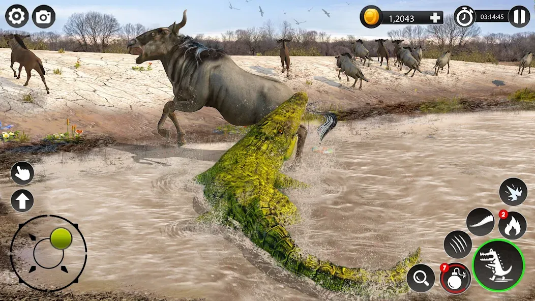 Скачать Hungry Animal Crocodile Games бесплатно — Без рекламы и бесконечная энергия — скриншот 1