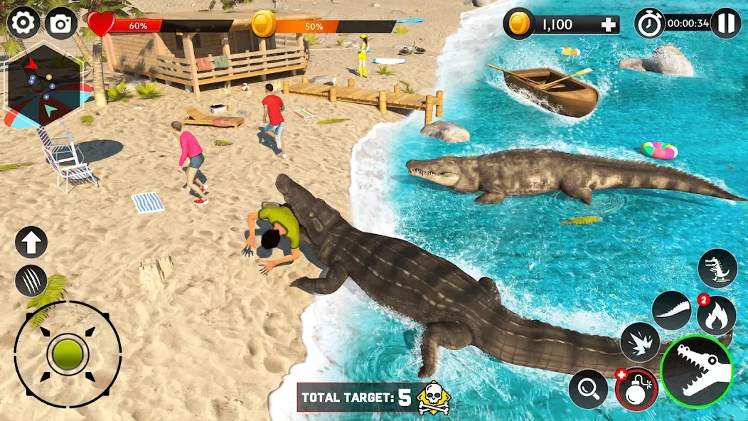 Скачать Hungry Animal Crocodile Games бесплатно — Без рекламы и бесконечная энергия — скриншот 5