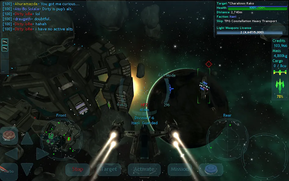 Vendetta Online (3D Space MMO] на телефон — скачать мод: Безлимитные ресурсы и открытые корабли — скриншот 2