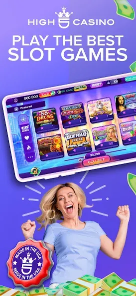 High 5 Casino: Real Slot Games на телефон — скачать мод: Безлимитные монеты и бесплатные вращения — скриншот 1