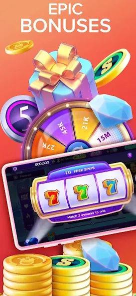 High 5 Casino: Real Slot Games на телефон — скачать мод: Безлимитные монеты и бесплатные вращения — скриншот 5