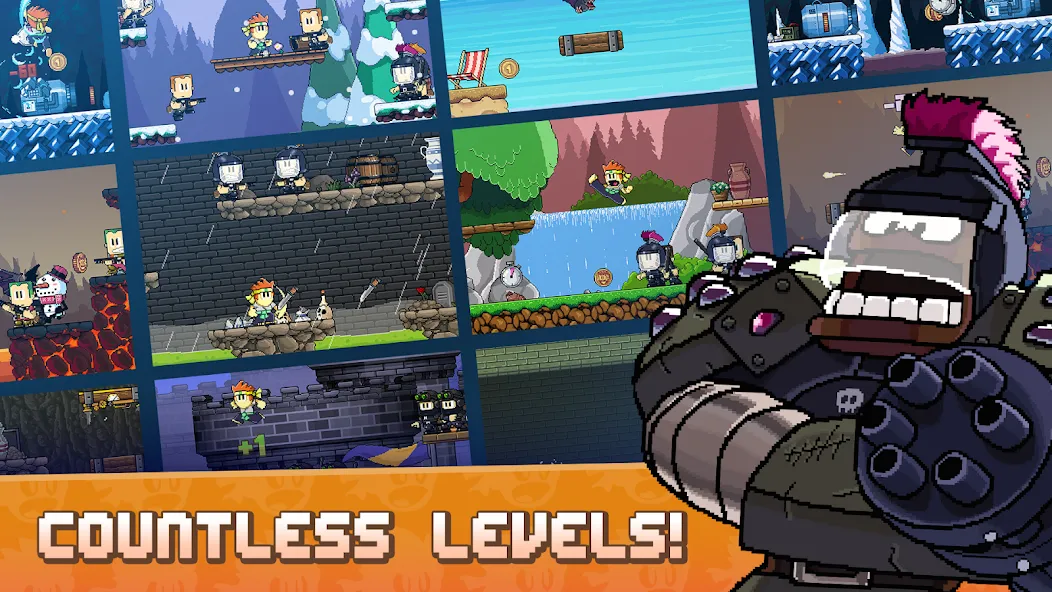 Мод Dan the Man: Action Platformer — Безлимитные монеты и усиленное оружие, скачать APK — скриншот 2