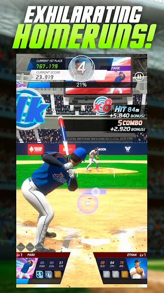 HOB Homerun Battle на телефон — скачать мод: Безлимитные деньги и сила удара — скриншот 1 HOB Homerun Battle на телефон — скачать мод: Безлимитные деньги и сила удара — скриншот 1