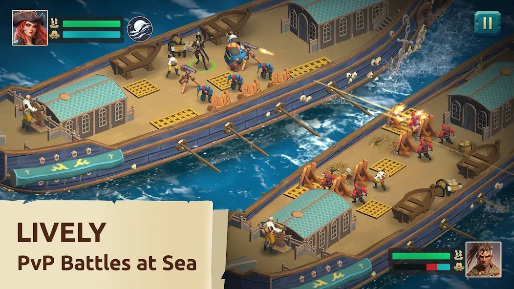 Pirate Ships・Build and Fight на телефон — скачать мод: Безлимитные ресурсы и корабли — скриншот 1 Pirate Ships・Build and Fight на телефон — скачать мод: Безлимитные ресурсы и корабли — скриншот 1